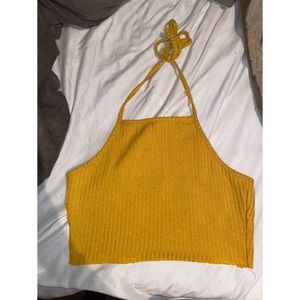 Yellow Halter Crop Top